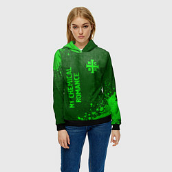 Толстовка-худи женская My Chemical Romance - green gradient вертикально, цвет: 3D-черный — фото 2