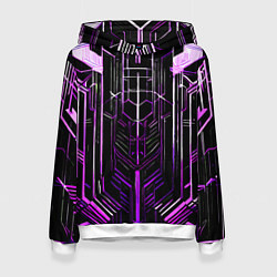 Толстовка-худи женская Purple lines on a black background, цвет: 3D-белый
