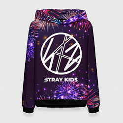 Толстовка-худи женская Праздничный Stray Kids, цвет: 3D-черный