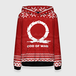 Толстовка-худи женская Новогодний God of War, цвет: 3D-черный