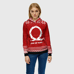 Толстовка-худи женская Новогодний God of War, цвет: 3D-черный — фото 2