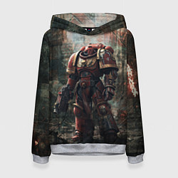 Толстовка-худи женская Космодесантник с болтером, цвет: 3D-меланж