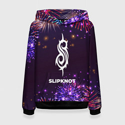 Толстовка-худи женская Праздничный Slipknot Fireworks, цвет: 3D-черный