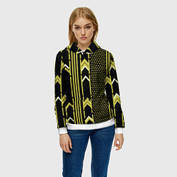 Толстовка-худи женская Закулисье классика на чёрном фоне, цвет: 3D-белый — фото 2