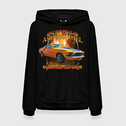 Толстовка-худи женская Автомобиль Ford Mustang, цвет: 3D-черный