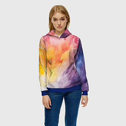 Толстовка-худи женская Краски акварели, цвет: 3D-синий — фото 2