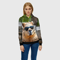 Толстовка-худи женская Модная капибара в темных очках, цвет: 3D-черный — фото 2