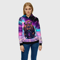 Толстовка-худи женская Капибара нео, цвет: 3D-черный — фото 2