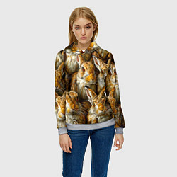 Толстовка-худи женская Зайцы, цвет: 3D-меланж — фото 2