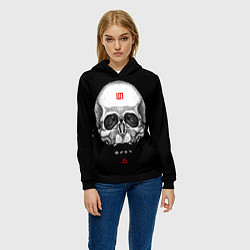 Толстовка-худи женская 30 Seconds to Mars: Логотип черепа, цвет: 3D-черный — фото 2