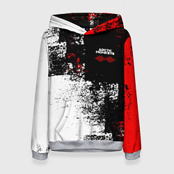 Толстовка-худи женская Arctic Monkeys - Красные и белые помехи, цвет: 3D-меланж