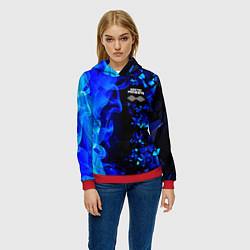 Толстовка-худи женская Arctic Monkeys - синий огонь и плиты, цвет: 3D-красный — фото 2