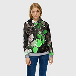 Толстовка-худи женская Чёрно-зелёный камень, цвет: 3D-меланж — фото 2