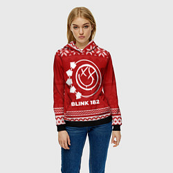 Толстовка-худи женская Новогодний Blink 182, цвет: 3D-черный — фото 2