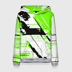 Женская толстовка Diagonal black and green stripes on a white backgr