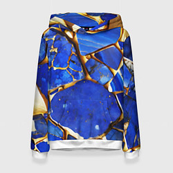 Толстовка-худи женская A gold mineral in a blue stone, цвет: 3D-белый