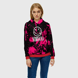 Толстовка-худи женская Nirvana pink color, цвет: 3D-красный — фото 2