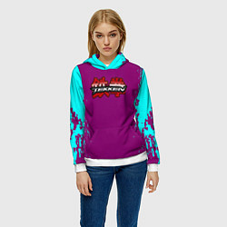 Толстовка-худи женская Tekken краски неон, цвет: 3D-белый — фото 2