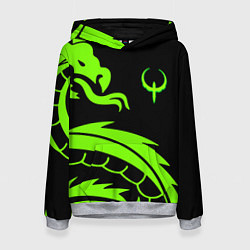Толстовка-худи женская Квейк кислотный дракон лого, цвет: 3D-меланж