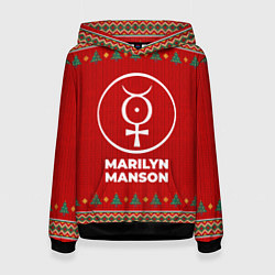 Толстовка-худи женская Marilyn Manson new year, цвет: 3D-черный