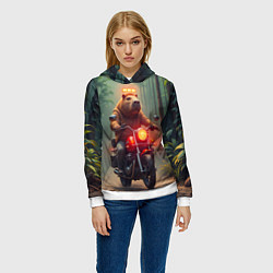 Толстовка-худи женская Байкер капибара в джунглях, цвет: 3D-белый — фото 2