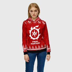 Толстовка-худи женская Новогодний Final Fantasy с оленями, цвет: 3D-черный — фото 2