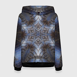 Толстовка-худи женская Снежинка в космосе, цвет: 3D-черный