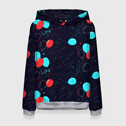 Толстовка-худи женская Воздушные шары для праздника, цвет: 3D-меланж