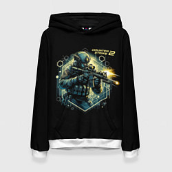 Толстовка-худи женская Counter Strike 2 - stormtrooper, цвет: 3D-белый