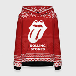 Толстовка-худи женская Новогодний Rolling Stones, цвет: 3D-черный