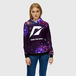 Толстовка-худи женская Праздничный Need for Speed, цвет: 3D-черный — фото 2