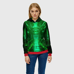 Толстовка-худи женская Зелёный коридор, цвет: 3D-красный — фото 2