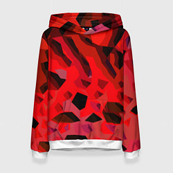 Толстовка-худи женская Чёрно-красная пористая абстракция, цвет: 3D-белый