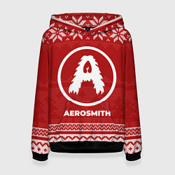 Толстовка-худи женская Новогодний Aerosmith, цвет: 3D-черный