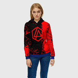 Толстовка-худи женская Linkin park краски всплеск текстура, цвет: 3D-синий — фото 2