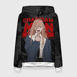 Толстовка-худи женская Chainsaw man - Power fuck, цвет: 3D-белый
