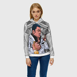 Толстовка-худи женская Ма Дон Сок - якудза с капучино, цвет: 3D-белый — фото 2