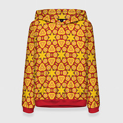 Толстовка-худи женская Индийский орнамент, цвет: 3D-красный