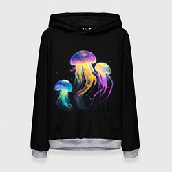 Толстовка-худи женская Танец трёх медуз, цвет: 3D-меланж