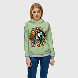 Толстовка-худи женская Venom and Spider-Trump - meme, цвет: 3D-меланж — фото 2