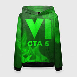 Толстовка-худи женская GTA 6 - green gradient, цвет: 3D-черный