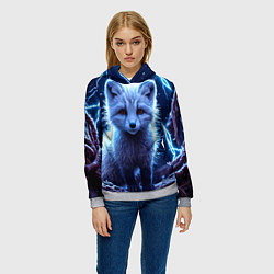 Толстовка-худи женская Песец в разрядах молний, цвет: 3D-меланж — фото 2