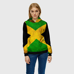Толстовка-худи женская Jamaica flag, цвет: 3D-черный — фото 2