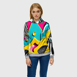 Толстовка-худи женская Праздничная абстракция, цвет: 3D-меланж — фото 2