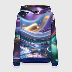 Толстовка-худи женская Космическая краска, цвет: 3D-синий