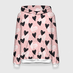Женская толстовка Романтичный паттерн с сердечками на розовом фоне