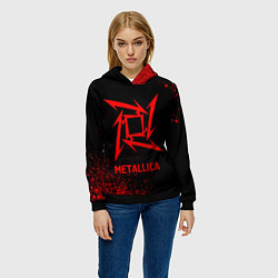 Толстовка-худи женская Metallica - red gradient, цвет: 3D-черный — фото 2