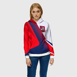 Толстовка-худи женская Герб Москвы, цвет: 3D-белый — фото 2