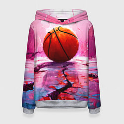 Толстовка-худи женская Баскетбольный мяч у розовой стены, цвет: 3D-меланж