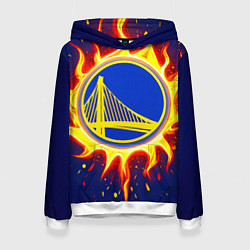 Толстовка-худи женская Голден Стэйт Уорриорз в огне, цвет: 3D-белый